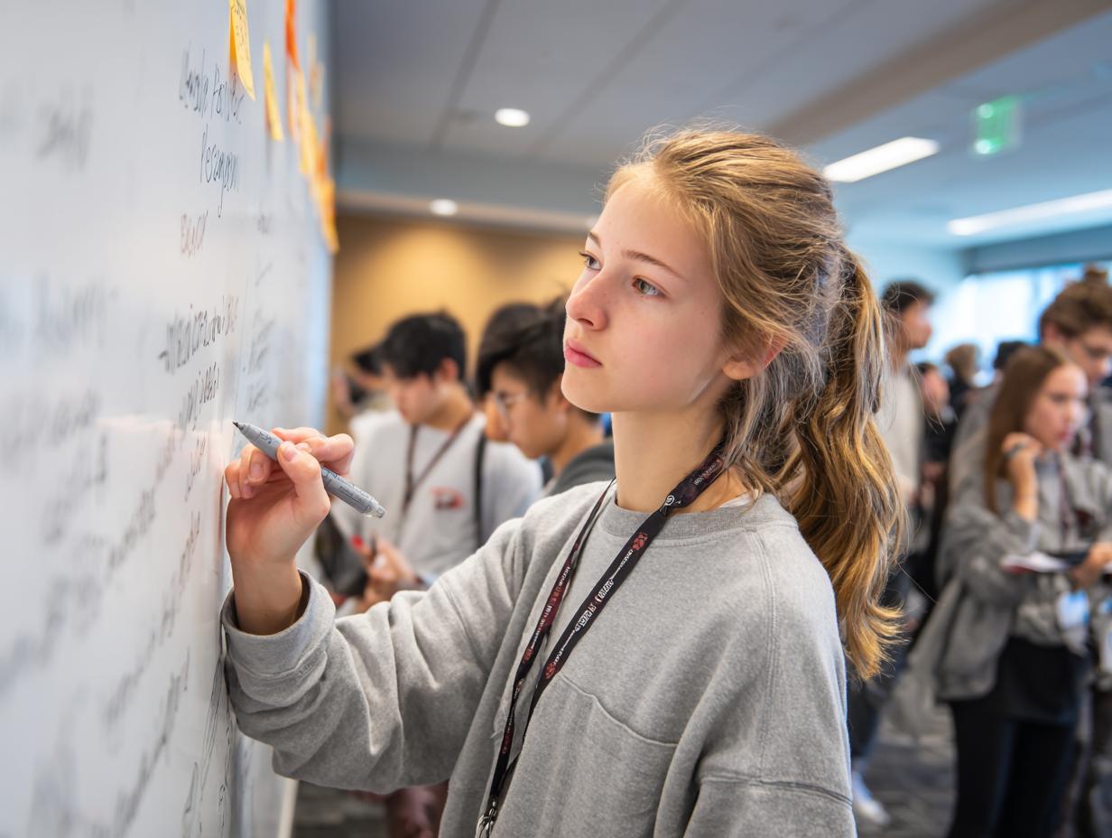 Студент работает над текстом с правками